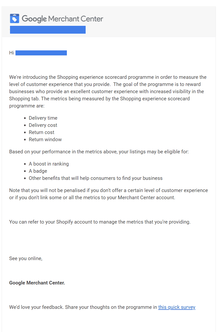 New Google Shopping Experience Scorecard