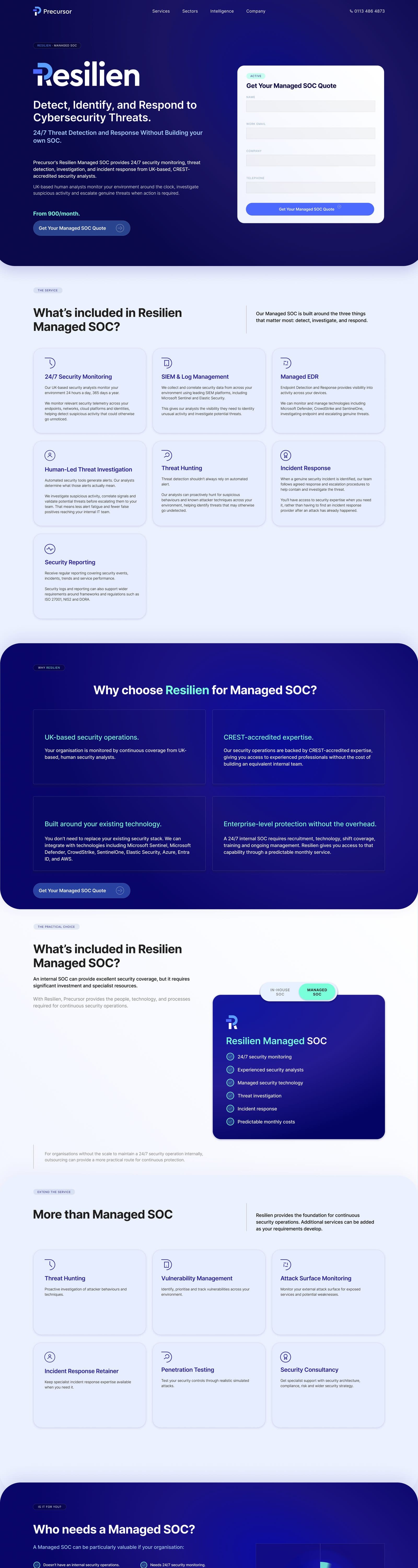 Precursor (Resilien) website: landing page