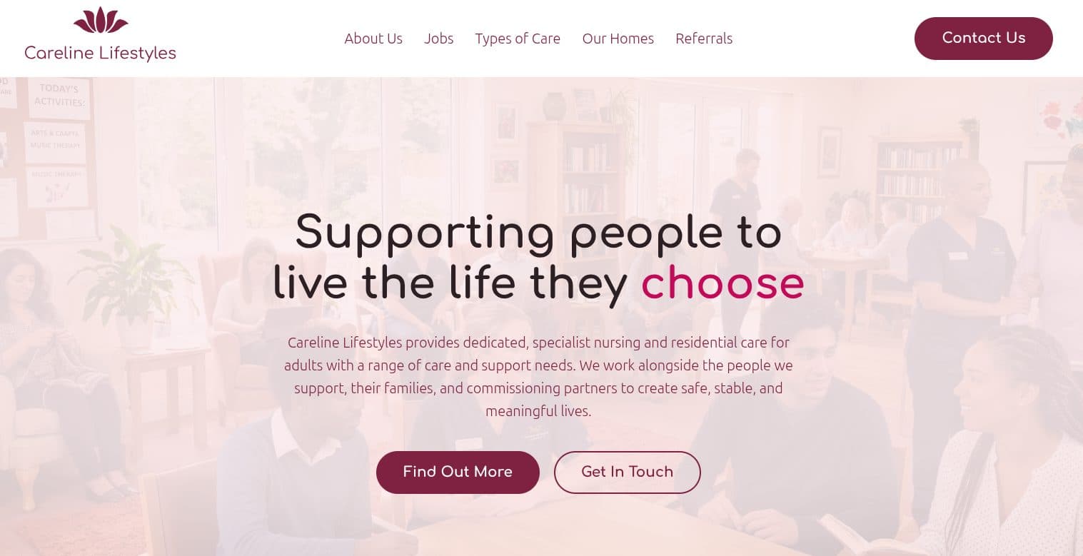 Careline Lifestyles website: bespoke WordPress site