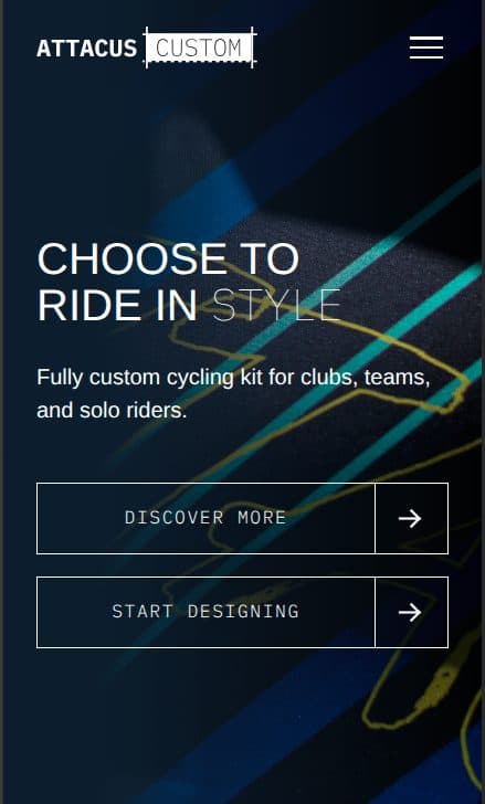 Attacus Custom website: mobile view