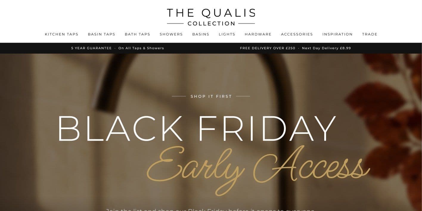 The Qualis Collection Black Friday early-access page design